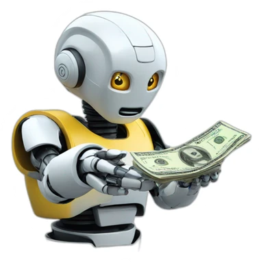 robot giving money sticker