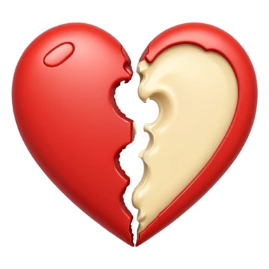 Creamy color heart broken into two halves sticker