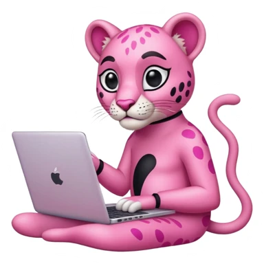 pink panther with a laptop sticker