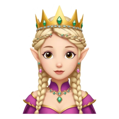 royal elf princess, elegant side braid, jeweled crown sticker