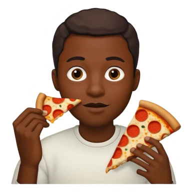 black man eating pizza  sticker