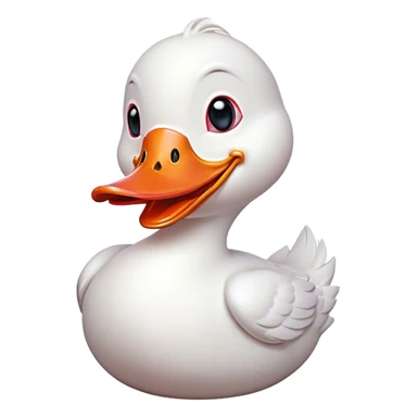 Cinematic Comical White Duck Portrait Emoji, Head tilted dramatically with an exaggeratedly amused expression, featuring a striking, glossy white plumage with a quirky red bill, wide, expressive eyes filled with playful disbelief, Simplified yet hilariously expressive features, highly detailed, glowing with a slightly sassy glow, high shine, dramatic yet playful, stylized with an air of cheeky mischief, bright and endearing, soft glowing outline, capturing the essence of a spirited and over-the-top duck, so meme-worthy it feels like it could quack its way into internet fame instantly! sticker