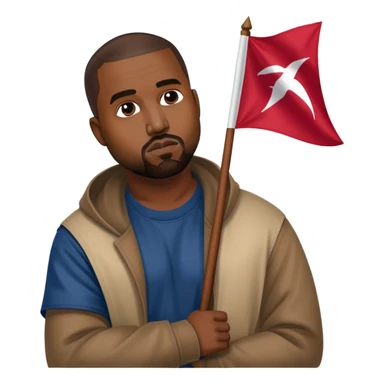 Kanye west holding a Elon musk flag sticker