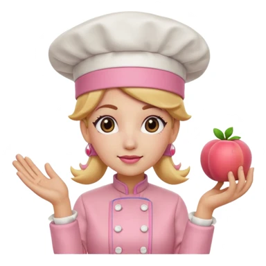 Pink chef hat princess peach with a hand sticker