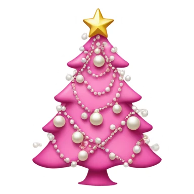 pink christmas tree with bow ornaments and pearls   sticker