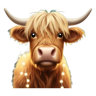 highland cow with christmas lights sticker