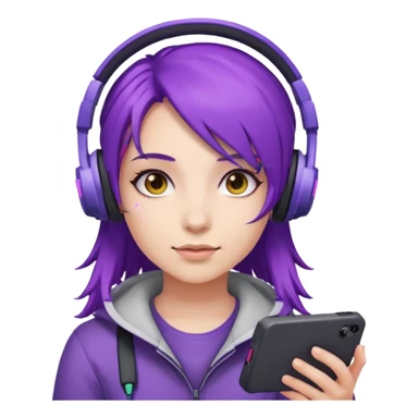 Gamer Girl with Headset + Purple Hair sticker