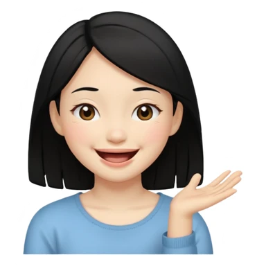 a girl genuinely feeling happy so so so much laughing so hard with her eyes folded black hair asian gorl sticker