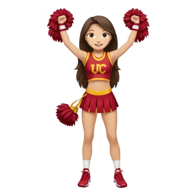 full body skinny white happy long haired brunette girl USC cheerleader sticker