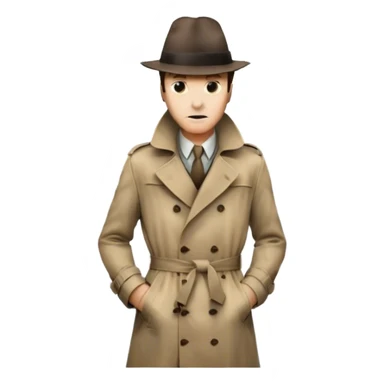 Icon for Detective Movie: A vintage movie poster-style design featuring a mysterious detective, shadowy alleys and a foggy cityscape. Include classic noir elements like a fedora, trench coat, and a dimly lit street. Bold typography and retro cinematic style. Transparent background. sticker