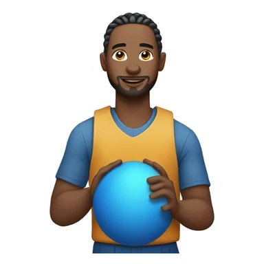 A man with cornrows holding a blue ball  in his hand sticker
