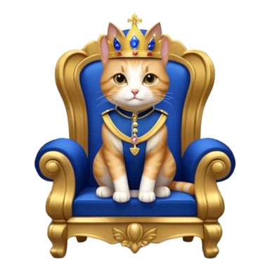 "A regal anthropomorphic cat, dressed in a royal blue and gold military uniform, sitting on a lavish marble throne in a grand, dimly lit palace hall. Cinematic lighting, highly detailed, dramatic, 10 seconds, ultra-realistic."
​ sticker