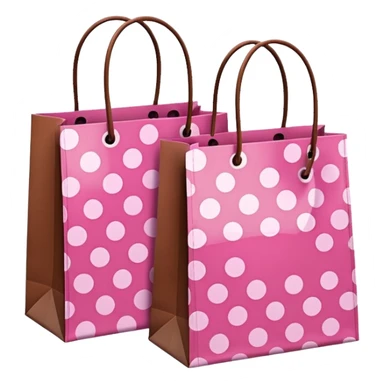 pink and brown polka dot shopping bags sticker