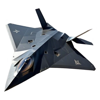 F-117 Nighthawk - Lockheed Martin (Stealth Grey) A futuristic stealth attack aircraft with a distinct faceted, angular design in a stealthy matte grey. Its sharp, jagged edges and unconventional, almost alien-like shape make it look like a shadow cutting through the night sky. The surface should appear non-reflective with subtle panel lines. sticker