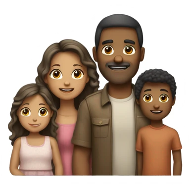 Familia, una niña de pelo marrón, un niño de pelo marrón, una mujer de pelo rubio y un papa de pelo negro sticker