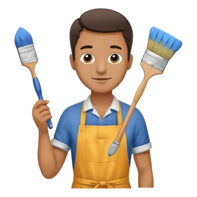 Man in apron cleaning brush sticker