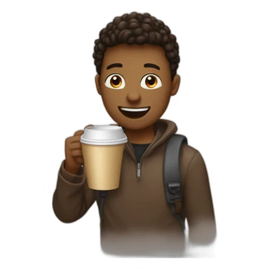 a student stedd drinking a big take away coffe sticker