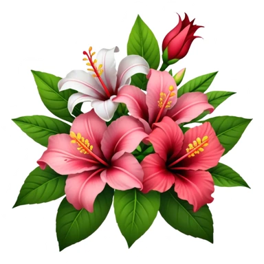 bouquet of lillie’s, roses, and hibiscus’s  sticker