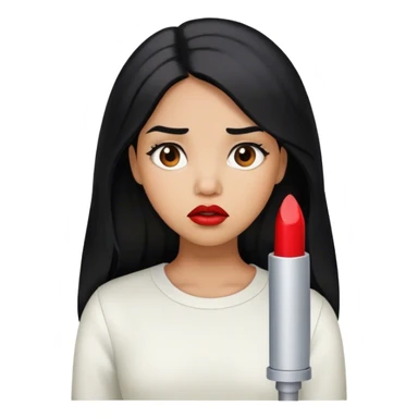 Girl with light brown skin and lipstick and long black hair looking confused sticker