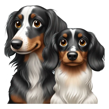 Two Tri Black Merle long haired Dachshunds together sticker
