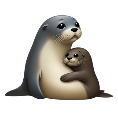 seal hugging otter  sticker