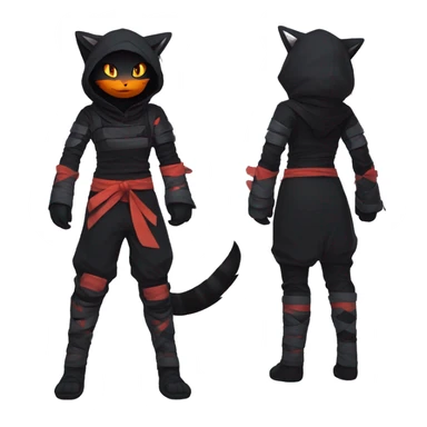 Edgy Shy Anthro Ninja cool pretty dark Litten-Pokémon-cat-fursona-animal techwear Bandages gloves socks sticker