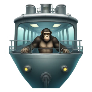 Human-like ape in a submarine ship sticker
