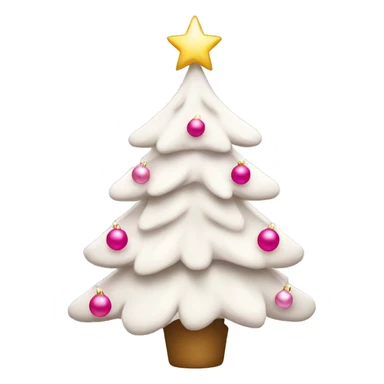 White Christmas tree with warm, lighting and pink ornaments ￼ sticker