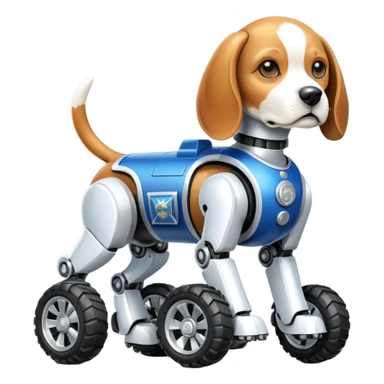 Stylish Military police robotic automaton beagle dog with off-road wheels  sticker