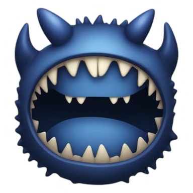 sharp teeth dark blue monster with black eyes sticker