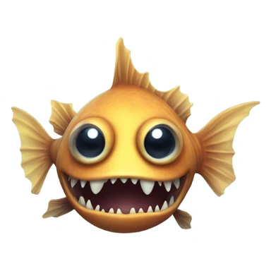 Anglerfish with a glowing lure hanging from its forehead, sharp teeth, and big eyes. sticker