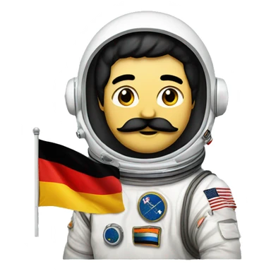 astronaut with black mustach, German Flag, black hairs sticker