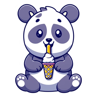 Panda eating ice creamy sticker