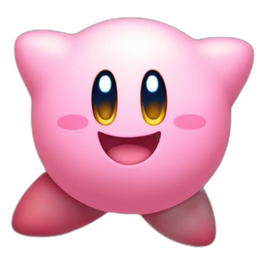 cute happy Kirby jumping on a star sticker