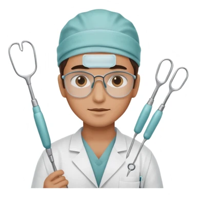neurosurgeon holding surgical instruments sticker