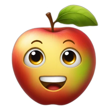 apple planet with a cartoon smirking with big courageous eyes which is circle shape sticker