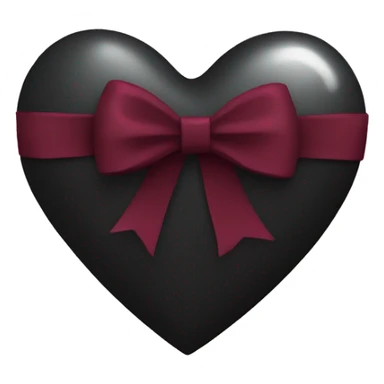 crystal black heart wrapped in a burgundy bow sticker