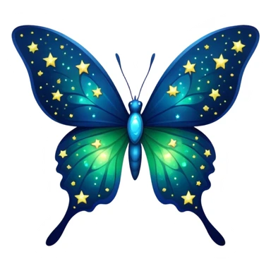 blue and green butterfly with stars from night sky sticker