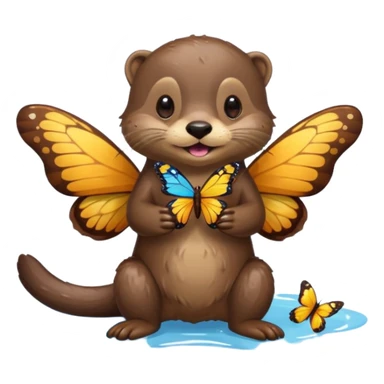 otter eating a butterfly sticker