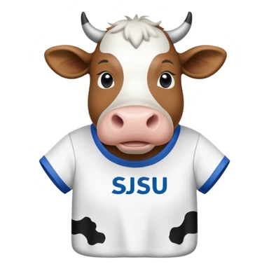 cow wearing a t-shirt that says SJSU sticker