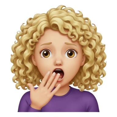 Emoji di ragazza bionda riccia che urla e mette una mano ben aperta in faccia davanti la bocca e gli occhi sticker