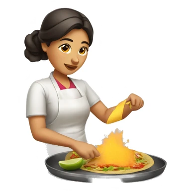 Mexican woman cooking tacos sticker