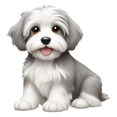 Grey and white havanese puppy sticker