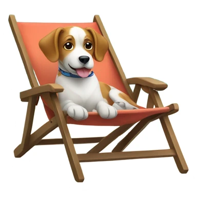 Dog laying on a beach chair on a beach sticker