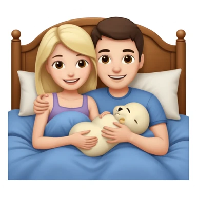 A couple cuddling in bed sticker