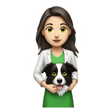 white brunette girl with green eyes and border collie sticker