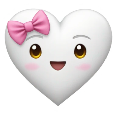 White heart with pink bow  sticker