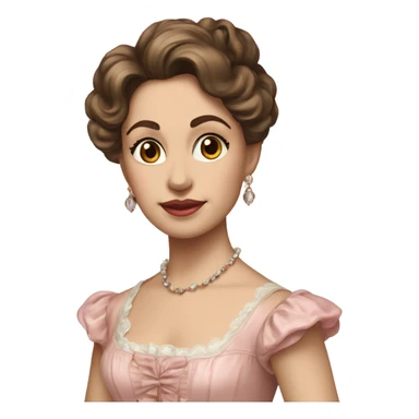vintage rococo mixed woman with brown hair in a light pink gown  sticker