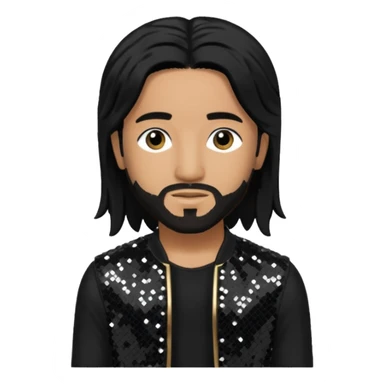 Omarion with long black hair, black sequin outfit sticker