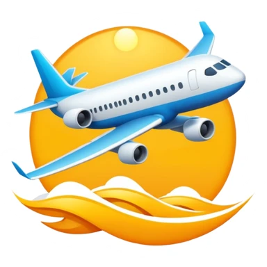 holiday incoming with airplane and sun, dynamic movement or arrival effect, suitable for Slack status emoji sticker